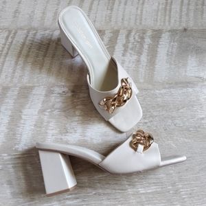 Madden Girl Golden-C Block Heel Slip On Sandals